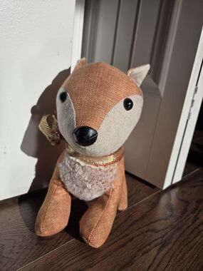 Door Stopper Orange Plush Fox Stuffed Animal with Gold Ribbon